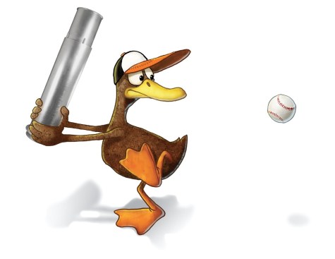 duck playing baseball