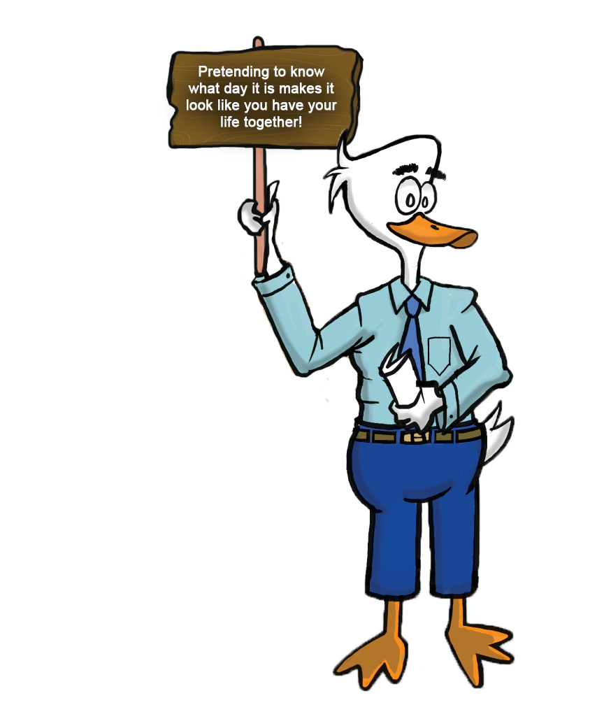 duck holding sign