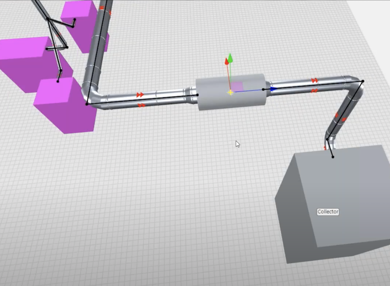Screenshot of DuctQuote showing how to insert a spark trap into your ductwork design drawing.