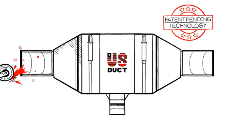 US Duct's Spark Trap is patented and effective at reducing sparks from welding, grinding, and cutting applications.