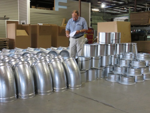 US Duct prepares to ship a customer order of Clamp Together Ductwork , the better, faster, and easier ductwork system.