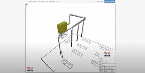 A screenshot DuctQuote that includes a ductwork system layout in a proposal.